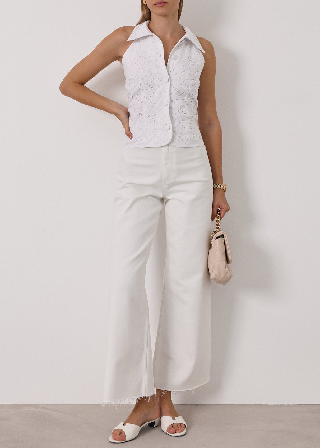 Vallary Cotton Cutwork Elegance Shirt | White