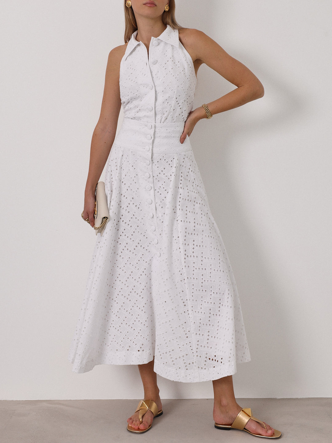 Vallary Cotton Cutwork Dream Skirt | White