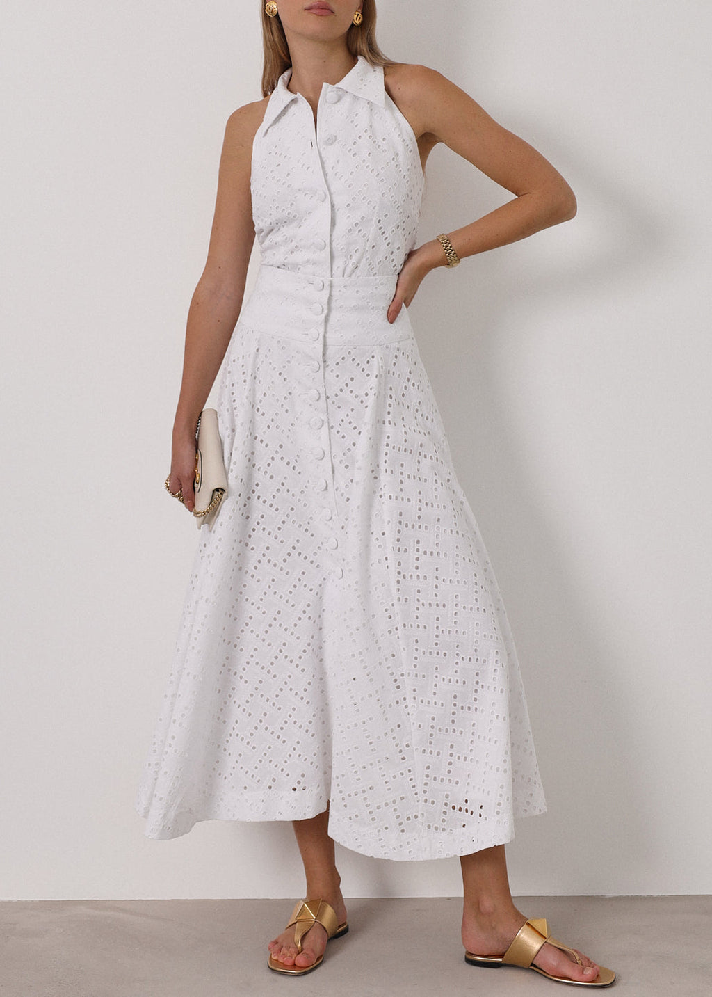 Vallary Cotton Cutwork Elegance Shirt | White
