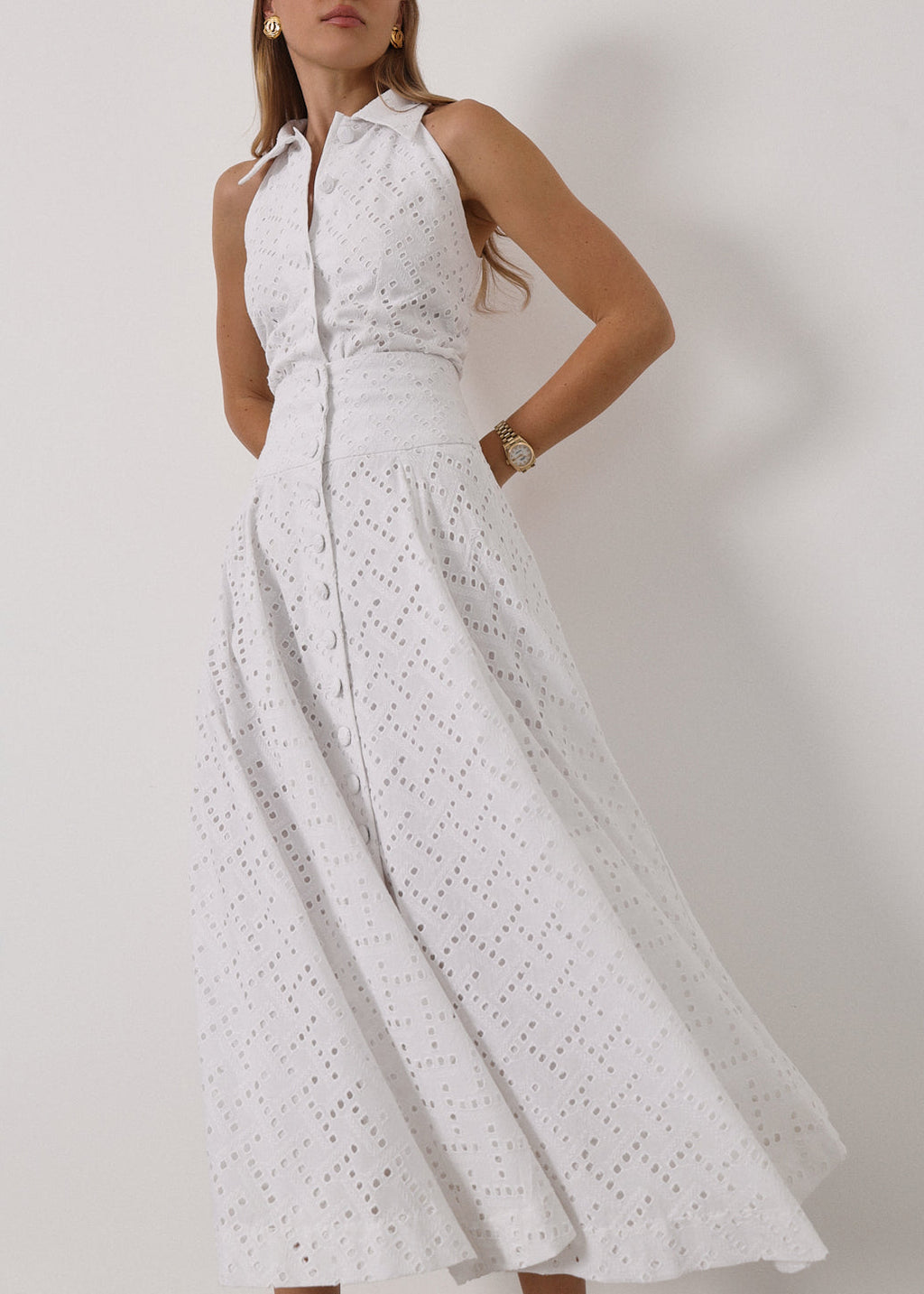 Vallary Cotton Cutwork Dream Skirt | White