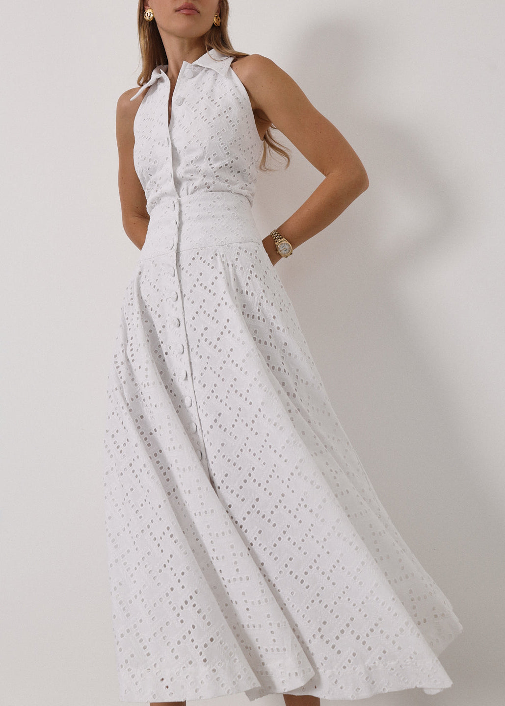 Vallary Cotton Cutwork Dream Skirt | White