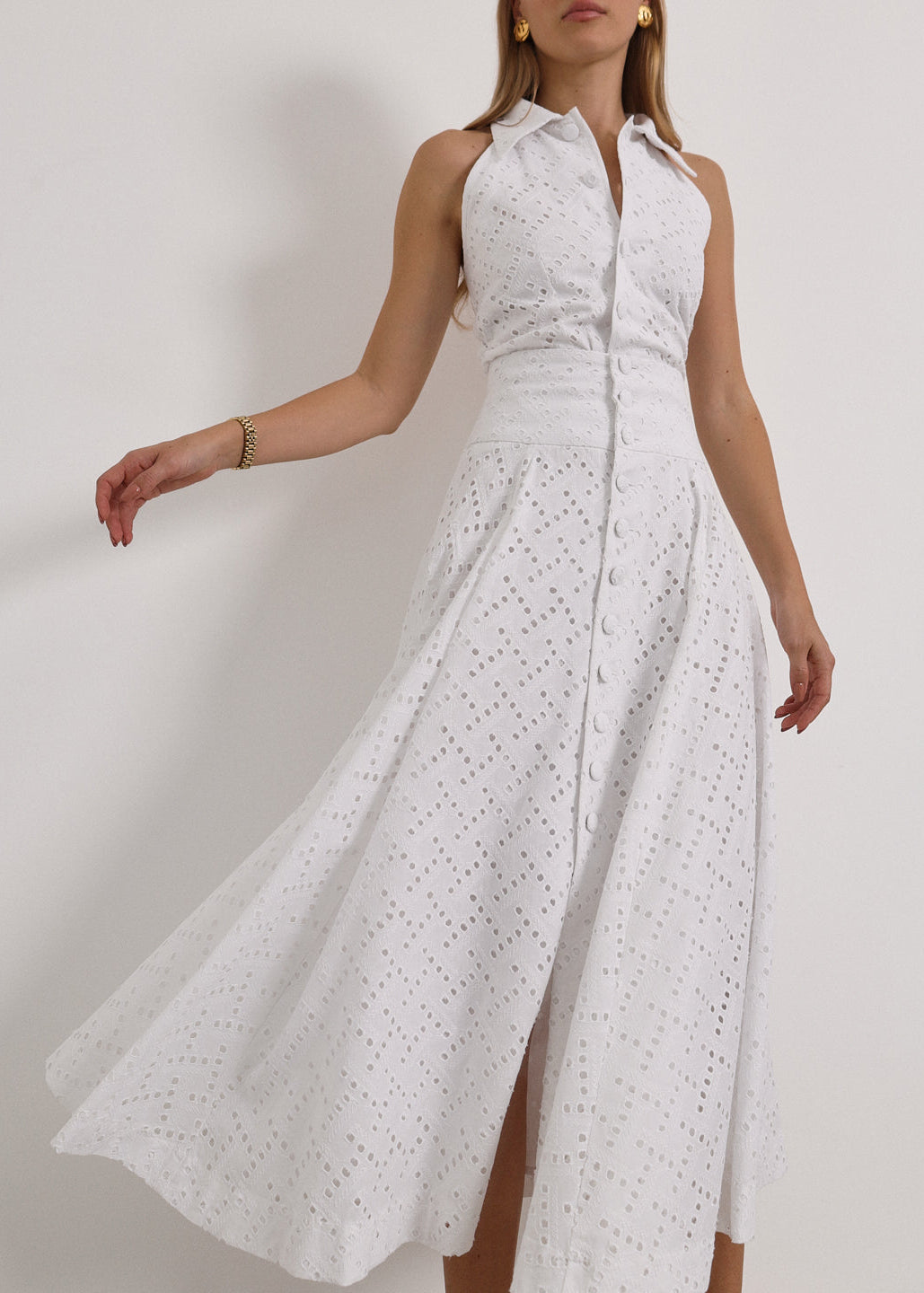 Vallary Cotton Cutwork Dream Skirt | White