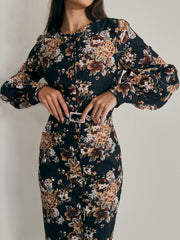 Wiltshire Floral Denim Society Dress | Black