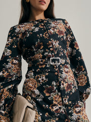 Wiltshire Floral Denim Society Dress | Black