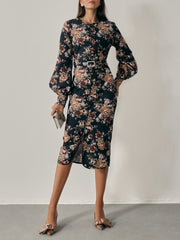 Wiltshire Floral Denim Society Dress | Black