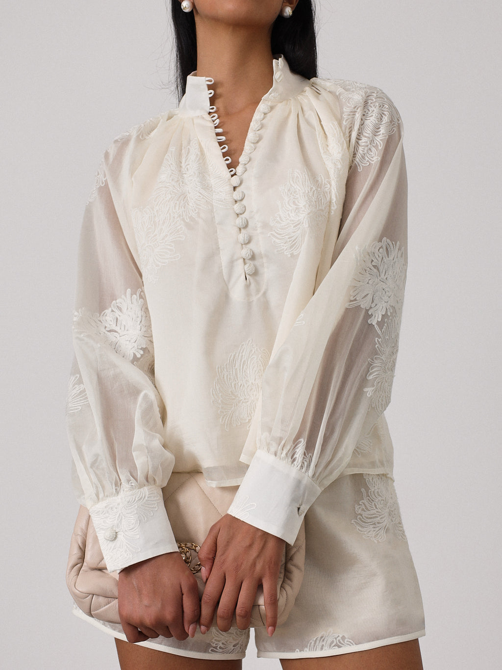 Yara Embroidered Blouse | Cream