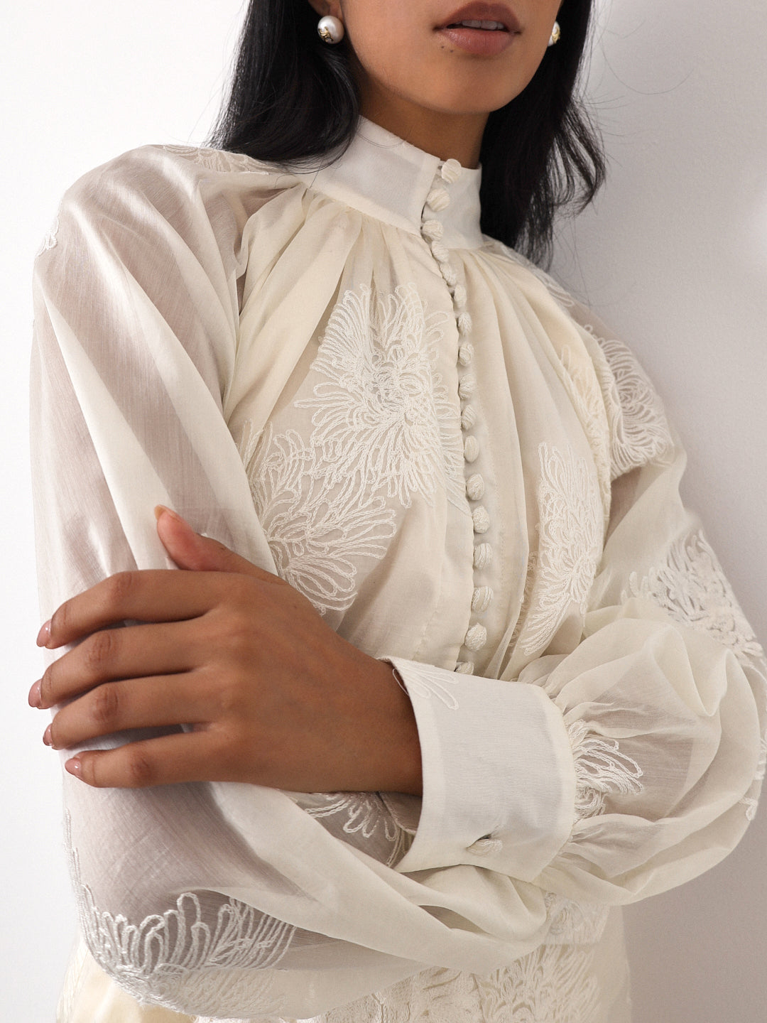 Yara Embroidered Blouse | Cream