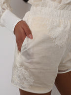 Yara Shirred Waist Shorts | Cream