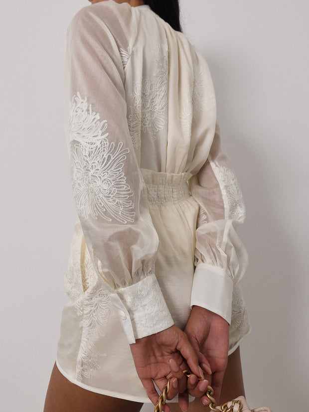 Yara Shirred Waist Shorts | Cream