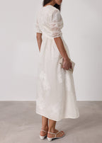Yasmina Embroidered Day Dress | Cream