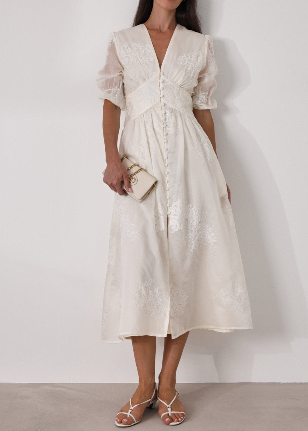 Yasmina Embroidered Day Dress | Cream