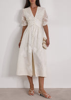 Yasmina Embroidered Day Dress | Cream