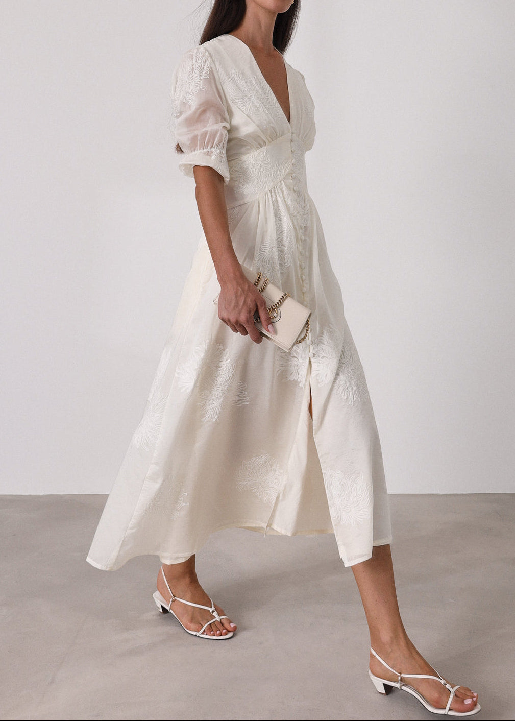 Yasmina Embroidered Day Dress | Cream