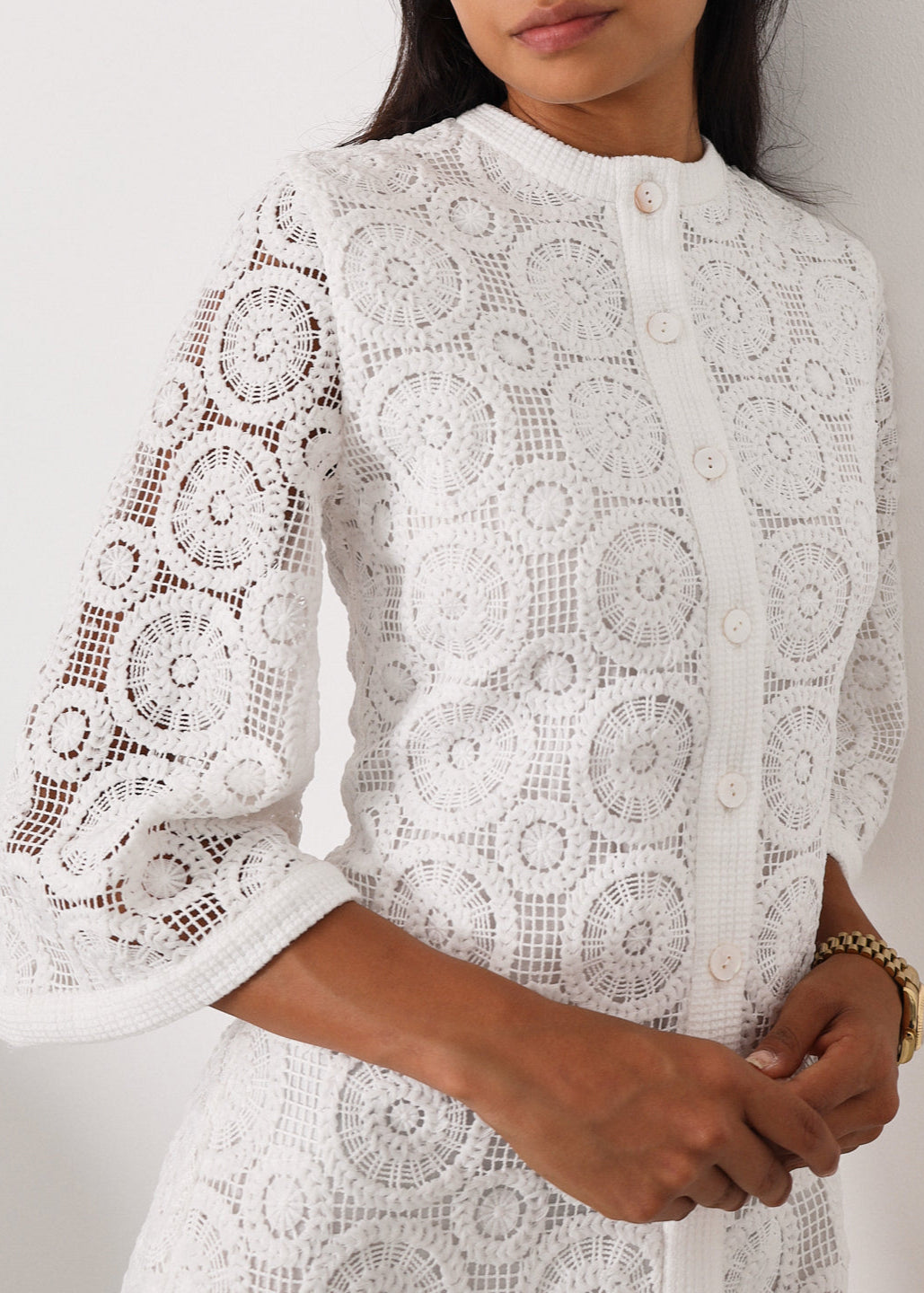 Yasmin Lace 70s Icon Dress | White