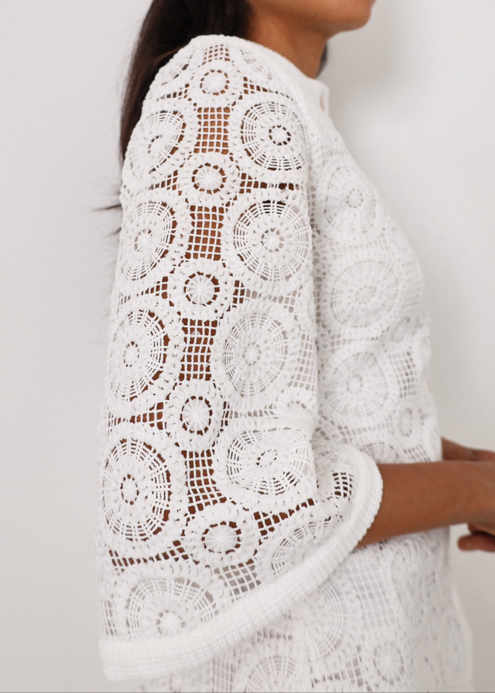 Yasmin Lace 70s Icon Dress | White