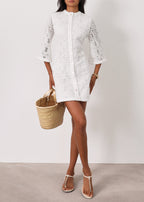 Yasmin Lace 70s Icon Dress | White