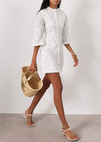Yasmin Lace 70s Icon Dress | White