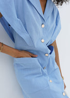 Erika Button Down Dress | Azure Blue