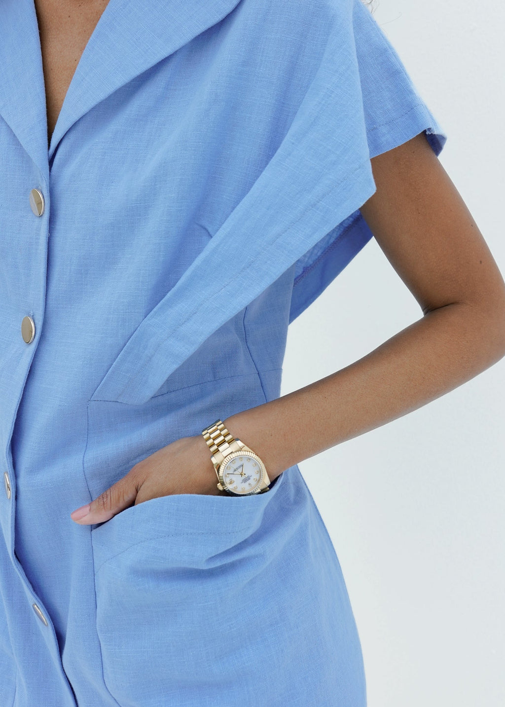 Erika Button Down Dress | Azure Blue