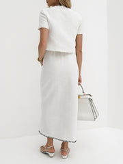 Matilde Mini Tweed Pencil Skirt | White & Black