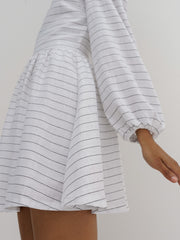 Florence Cotton Stripe Day Dress | White & Black