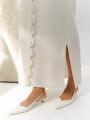 Estelle Scallop Button Skirt | Ivory