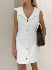 Sharna Scallop Denim Dress | White Denim