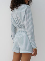 Portia Cotton Classic Stripe Shirt | Sage