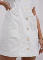 Erika Button Down Dress | White