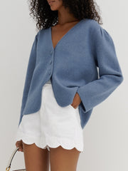 Diya Premium Plush Cardigan | Blue