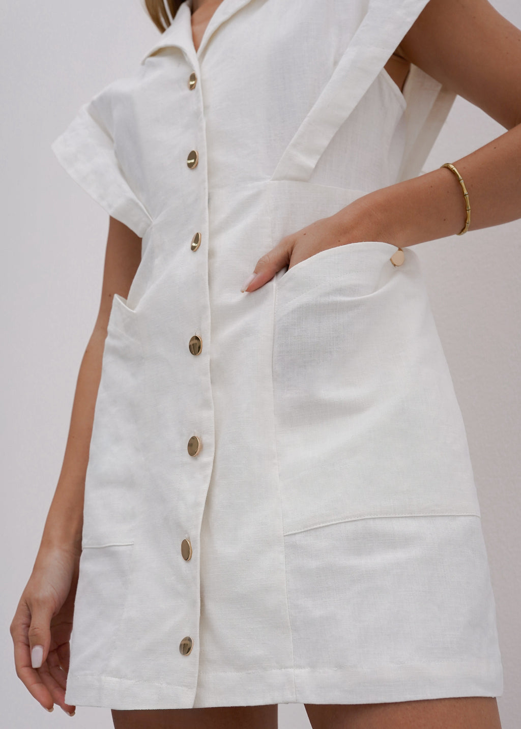 Erika Button Down Dress | White