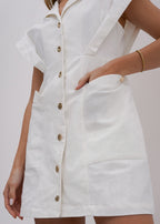 Erika Button Down Dress | White