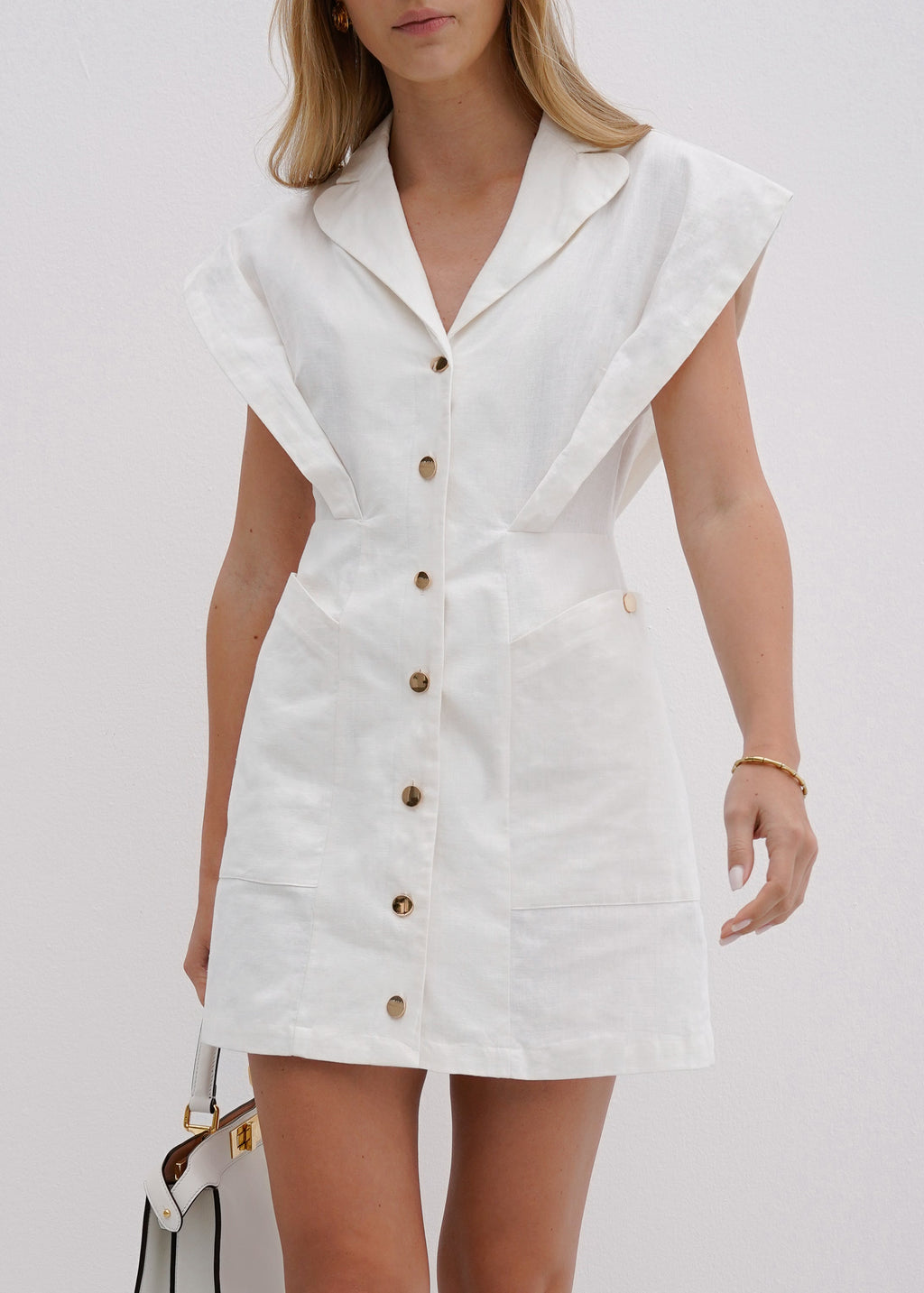 Erika Button Down Dress | White