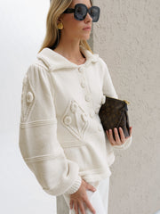 Mona Cotton Applique Cardigan | Ivory Cream