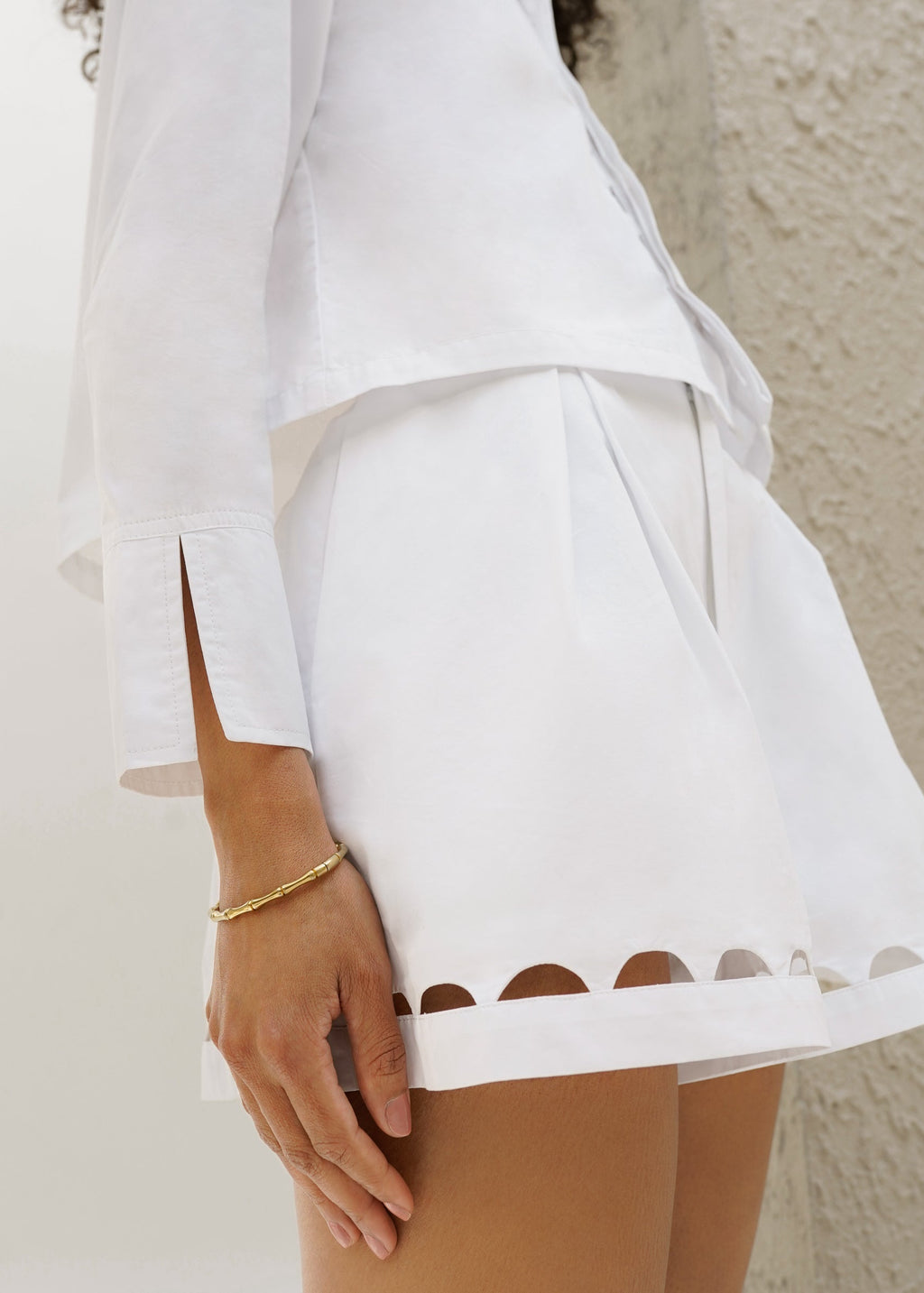 Gloria Cut Away Detail Cotton Shorts | White