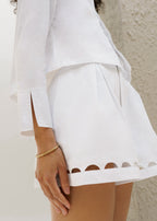 Gloria Cut Away Detail Cotton Shorts | White
