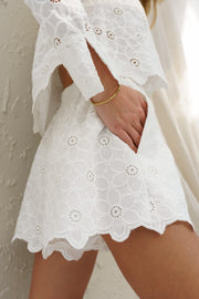 Adora Embroidered Cotton Shorts | White