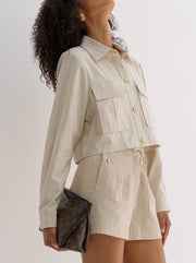 Ness Cotton & Linen Pocket Shirt | Almond