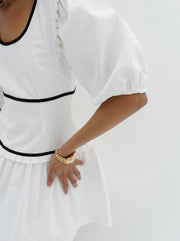 Issey Contrast Linen Dress | White & Black