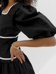 Issey Contrast Linen Dress | Black & White