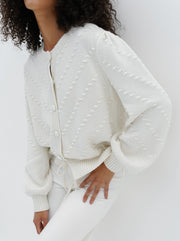 Freya Textured Cotton Cardigan | Ivory