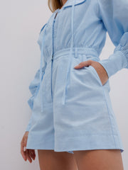 Felicity Cotton Linen Everyday Playsuit | Blue