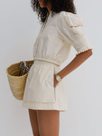 Essie Detailed Flared Shorts | Ecru