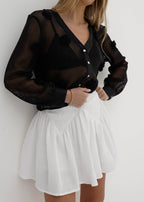 Naomi Cotton Skort With Smocking | White