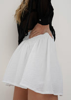 Naomi Cotton Skort With Smocking | White