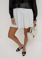 Naomi Cotton Skort With Smocking | White