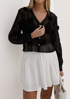 Naomi Cotton Skort With Smocking | White
