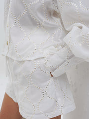 Astrid Cotton Embroidery & Sequin Shorts | Ivory