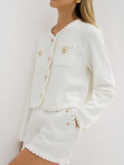 Vivienne Premium Knitted Shorts | Ivory White