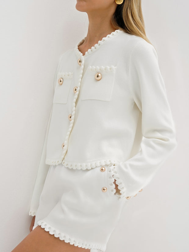 Vivienne Premium Knitted Shorts | Ivory White